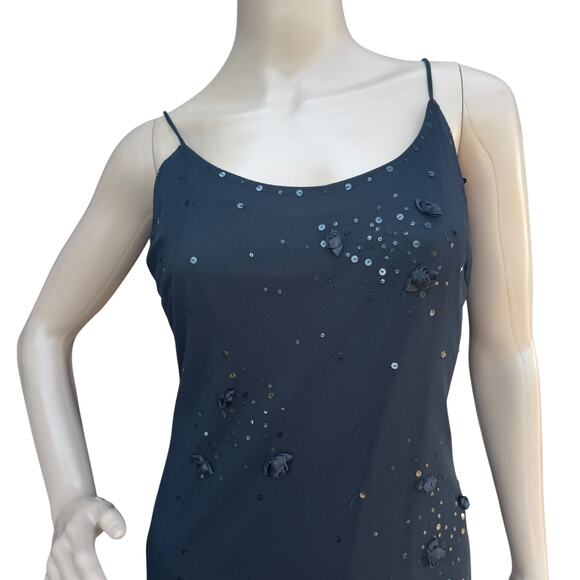 Cache Black Embellished Maxi Dress, Size S, Spaghetti Strap Formal Gown - Picture 2 of 9